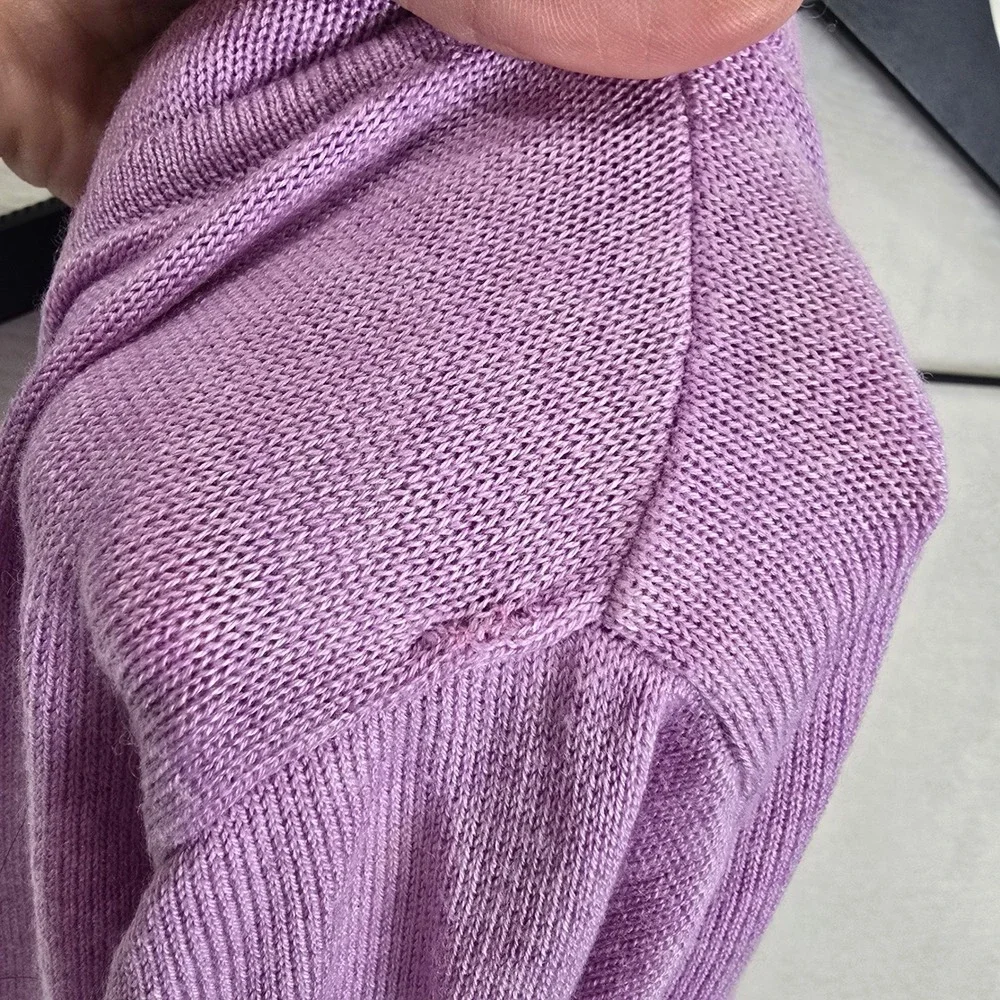 Lululemon Purple Draped Open Front Cardigan Ribbed Back‎ Thumbholes Knit Sweater